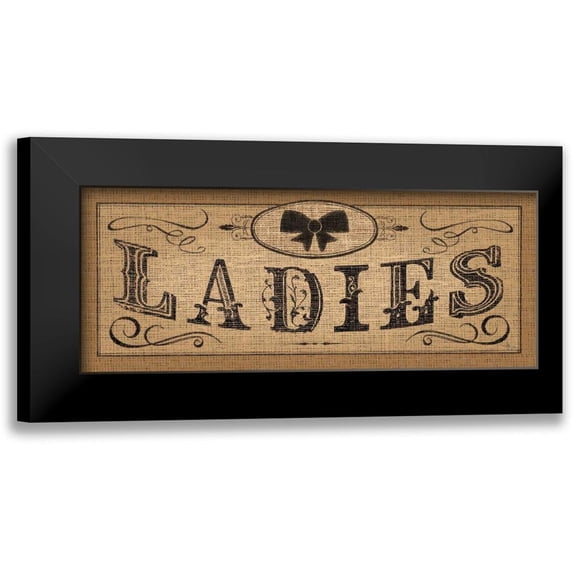 Pela Studio 24x12 Black Modern Framed Museum Art Print Titled - Le Restroom Burlap I