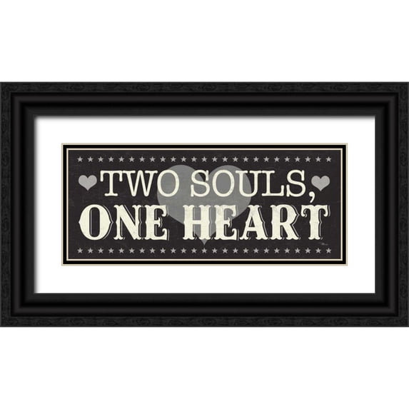 Pela Studio 24x12 Black Ornate Wood Framed with Double Matting Museum Art Print Titled - L-O-V-E V Black