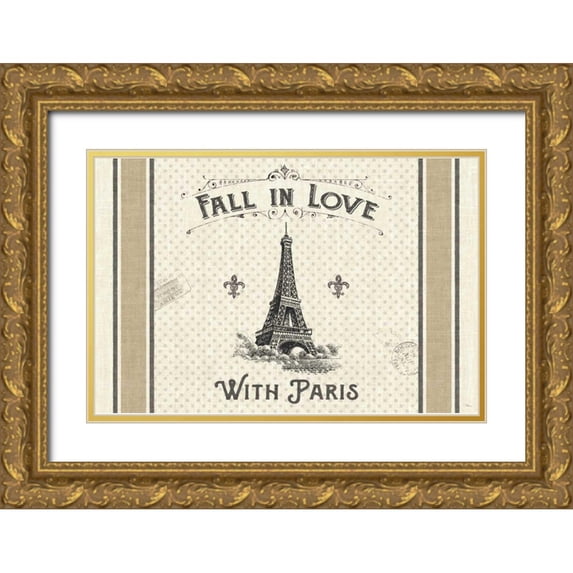 Pela Studio 24x17 Gold Ornate Wood Framed with Double Matting Museum Art Print Titled - Paris Farmhouse I