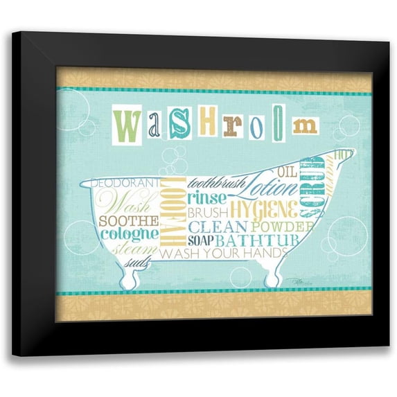 Pela Studio 24x20 Black Modern Framed Museum Art Print Titled - Bathroom Words II