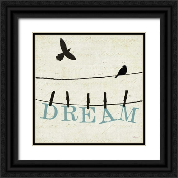 Pela Studio 26x26 Black Ornate Wood Framed with Double Matting Museum Art Print Titled - Bird Talk IV