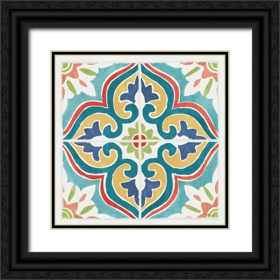 Pela Studio 26x26 Black Ornate Wood Framed with Double Matting Museum Art Print Titled - Colorful Journey IX