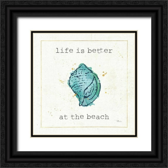 Pela Studio 26x26 Black Ornate Wood Framed with Double Matting Museum Art Print Titled - Sea Treasures I