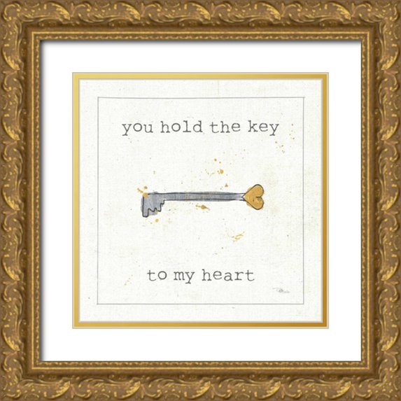 Pela Studio 26x26 Gold Ornate Wood Framed with Double Matting Museum Art Print Titled - Love Notes IX