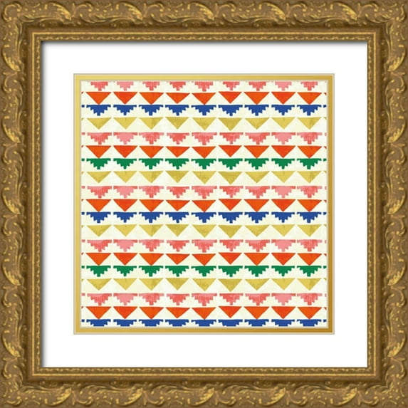 Pela Studio 26x26 Gold Ornate Wood Framed with Double Matting Museum Art Print Titled - Wild Wood Tiles II Bright