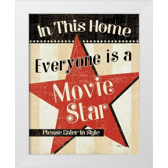 Pela Studio 26x32 White Modern Wood Framed Museum Art Print Titled - In This Home Everyone is a Star