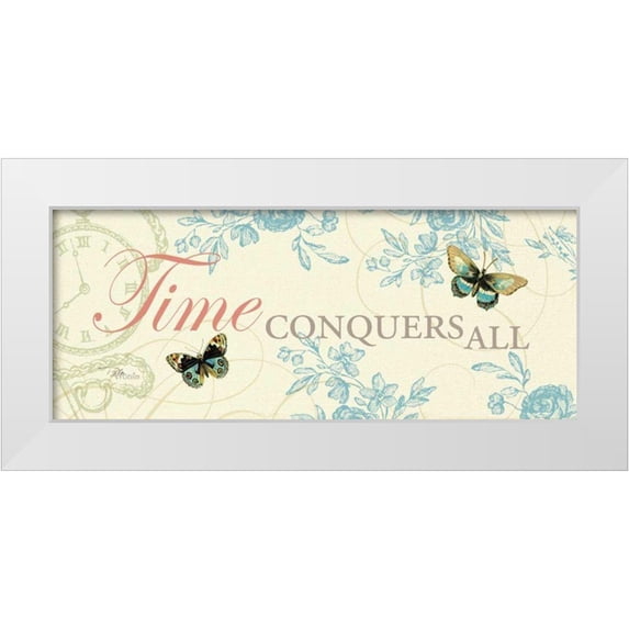 Pela Studio 32x15 White Modern Wood Framed Museum Art Print Titled - Time Flies II