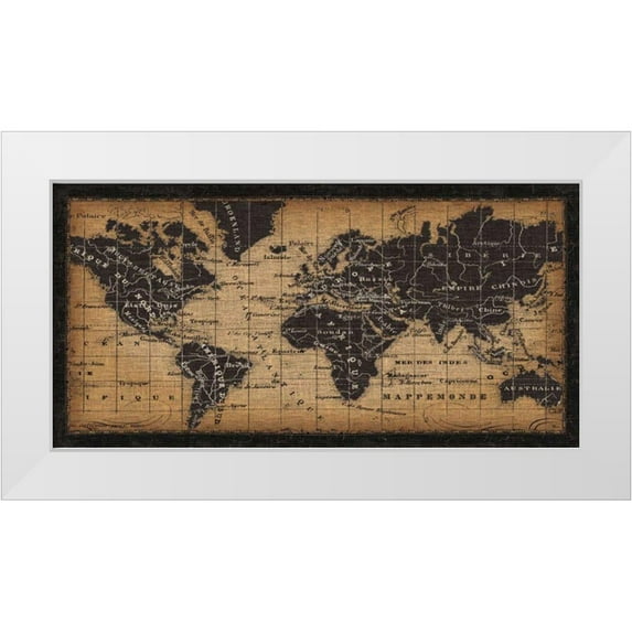 Pela Studio 32x18 White Modern Wood Framed Museum Art Print Titled - Old World Map