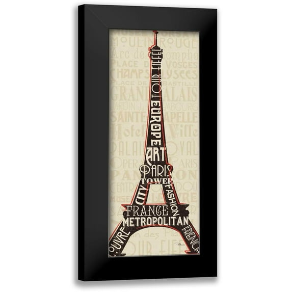 Pela Studio 8x14 Black Modern Framed Museum Art Print Titled - Paris City Words I