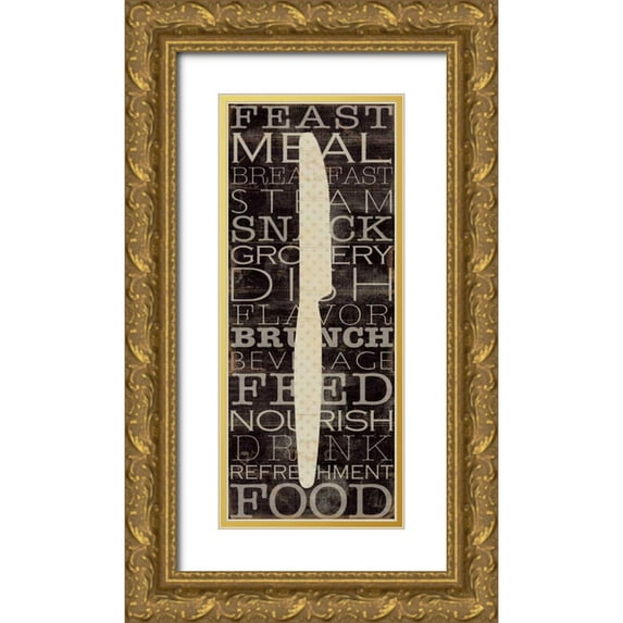 Pela Studio 8x14 Gold Ornate Wood Framed with Double Matting Museum Art Print Titled - Kitchen Words III