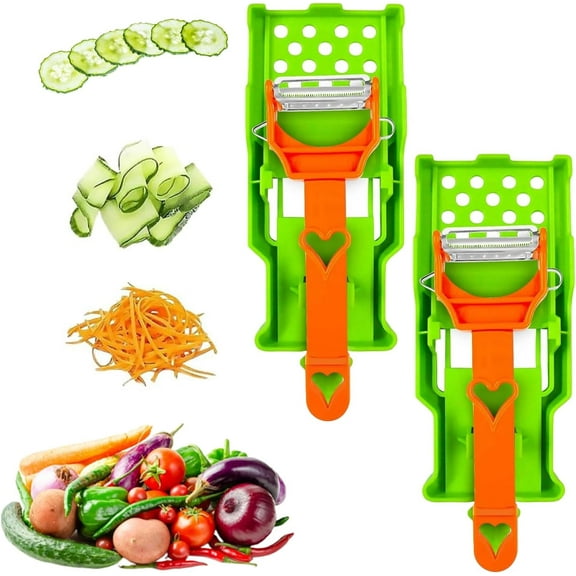 Pelador Multifuncional 2-En-1, Pelador De Papas, 2 in 1 Multifunctional Peeler & Julienne Set, Single Blade Peeler + Lemon Squeezer + Potato Spiralizer, All Kinds of Fruits and Vegetables (2Set)