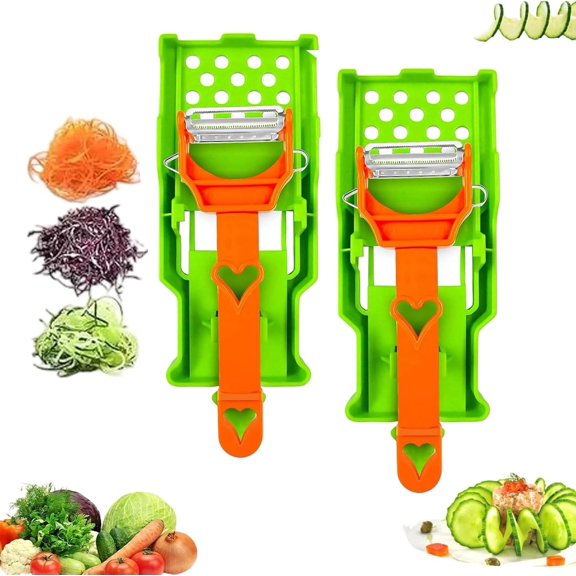 Pelador Multifuncional 2-en-1, Multi Cutter & Julienne Slicer Set with Grating Plate for Fruits and Vegetables, Multifunctional Kitchen Peeler Tool