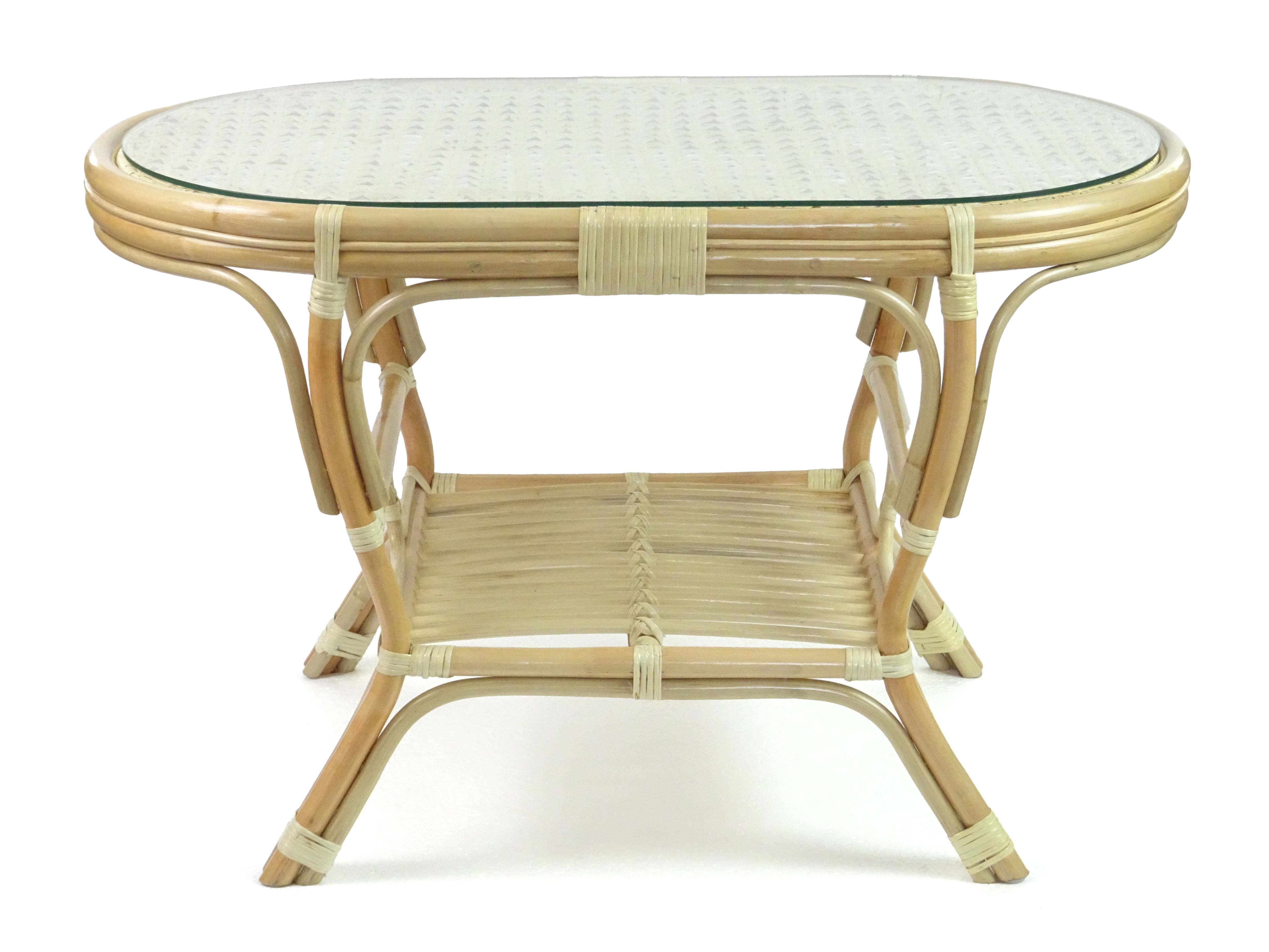 Pelangi Coffee Oval Table w/ Glass Top Natural Rattan Wicker ECO ...