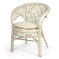 thumbnail image 1 of Pelangi Lounge Chair Natural Rattan Wicker Handmade Design w/ Cream Cushion, White Color, 1 of 7