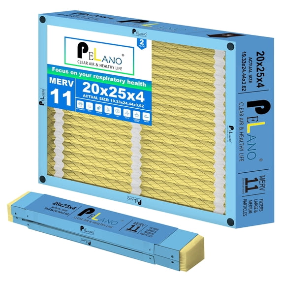 Pelano 20x25x4 HVAC Furnace Air Filter, MERV 11 Filters, Foldable Design, Actual Size: 19.33’’x24.44’’x 3.62’’-2PACK