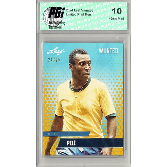 Pele 2024 Leaf Vaunted #V-14 Gold SP 25 Made Debut Year Rookie Card PGI 10