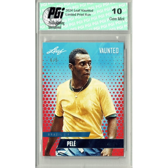 Pele 2024 Leaf Vaunted #V-14 Red SP 5 Made Debut Year Rookie Card PGI 10
