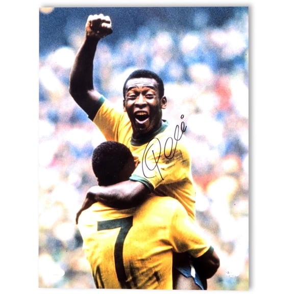 Pele Signed Autographed 12X16 Photo Brazil Goal Celebration JSA VV85924