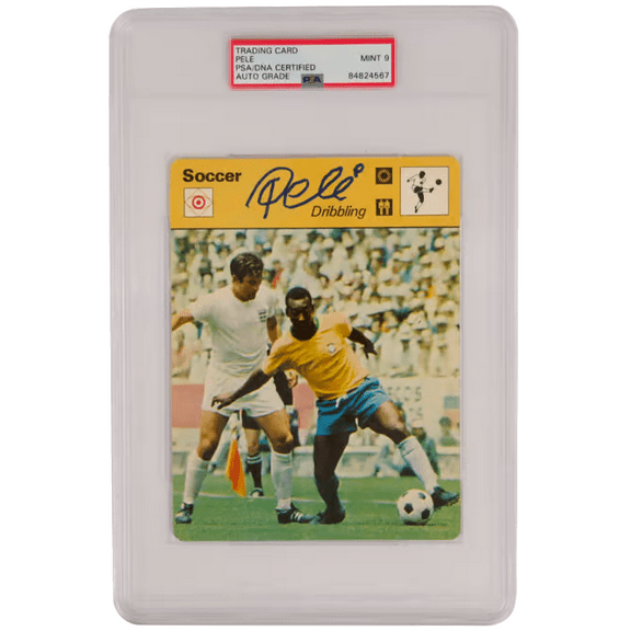 Pele Signed Brazil The Skill of Ball Control Large Soccer Card PSA 9 Autograph