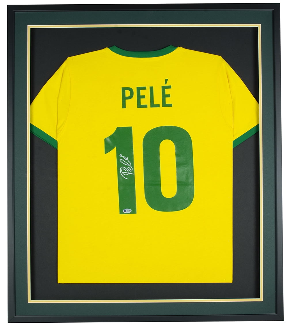 Pele Signed Framed Yellow Brazil Soccer Jersey BAS - Walmart.com