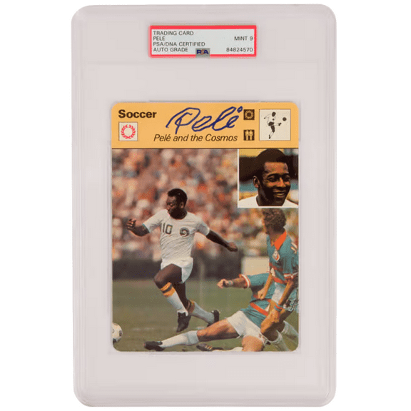 Pele Signed New York Cosmos Large Soccer Card PSA 9 Autograph