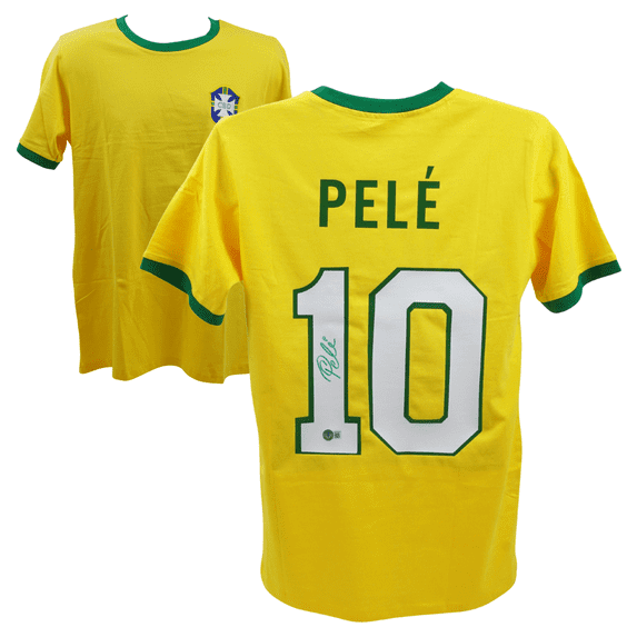Pele Signed Vintage Brazil FC Home Soccer Jersey #10 with Beckett COA