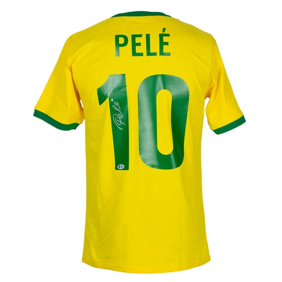 Pele Signed Yellow Brazil Soccer Jersey BAS