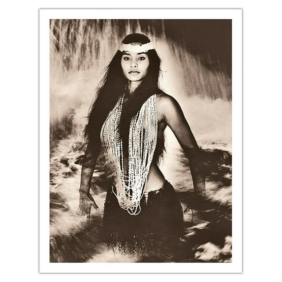 Pele's Sister - Namakaokahai Hawaiian Sea Goddess - Vintage Sepia Toned Photograph by Alan Houghton c.1960s - Fine Art Matte Paper Print (Unframed) 20x26in