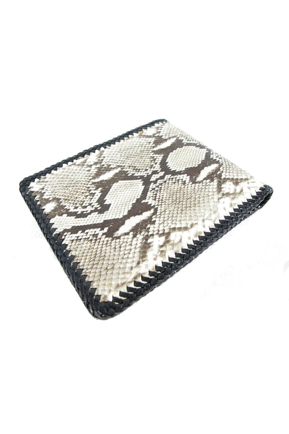 Genuine Python Snake Skin Leather Bifold Handmade Wallet ([B1] 6 Card Slots + 2 ID Windows + 2 Compartment for Bills, Reticulated Natural) A101