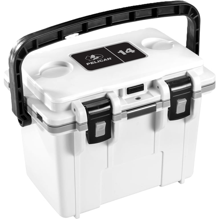 Pelican Elite 14 Qt Hard-Sided Cooler White with Gray, Removable