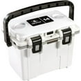 thumbnail image 1 of Pelican 14QT Elite Hard-Sided Personal Travel Lunch Cooler 8-10 Capacity Ice Chest, Removable Tray, Bottle Opener, Dry Lid Compartment, Lid Organizer - White with Gray, 1 of 9