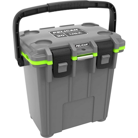 Pelican 20QT Elite Cooler Dark Grey/Green  15 Can or 4 Wine Bottle Capacity with Ice  2 Day Ice Retention  Guaranteed for Life