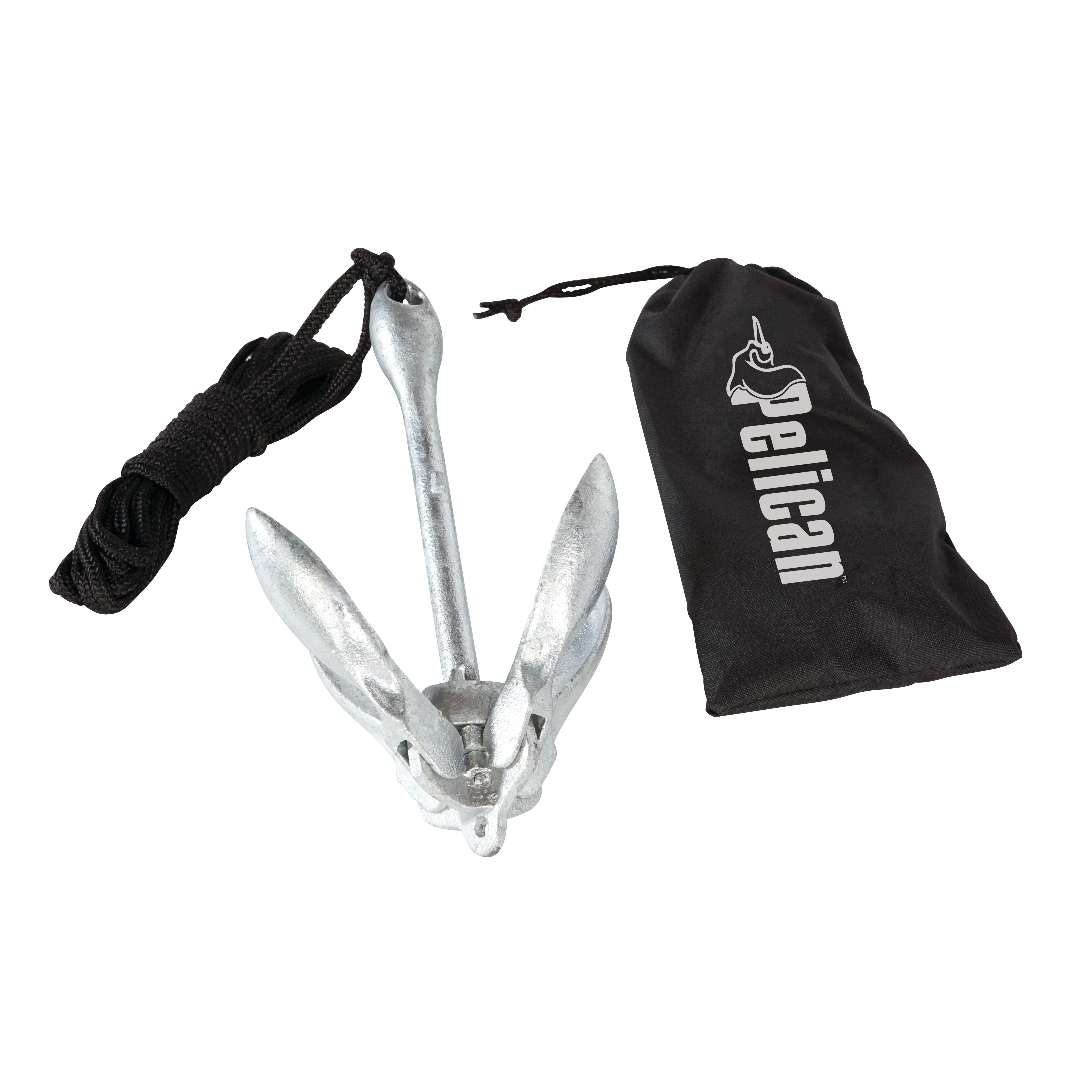 Pelican , 3 lb Folding Anchor, Galvanized Aluminum, Black