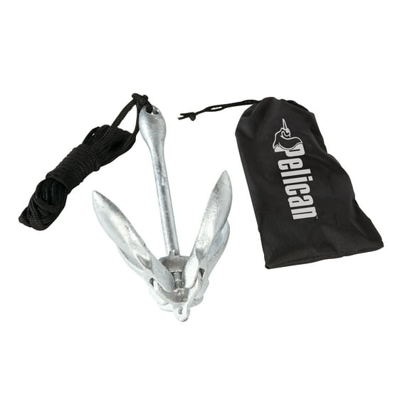Pelican , 3 lb Folding Anchor, Galvanized Aluminum, Black