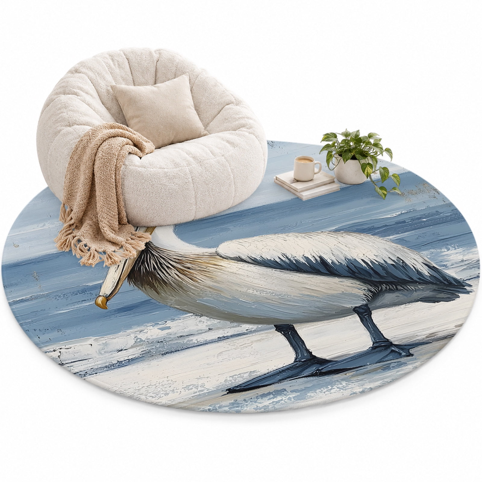 Pelican Area Rug 4', Modern Vintage Soft Mat Non-Slip Silicone Backing ...