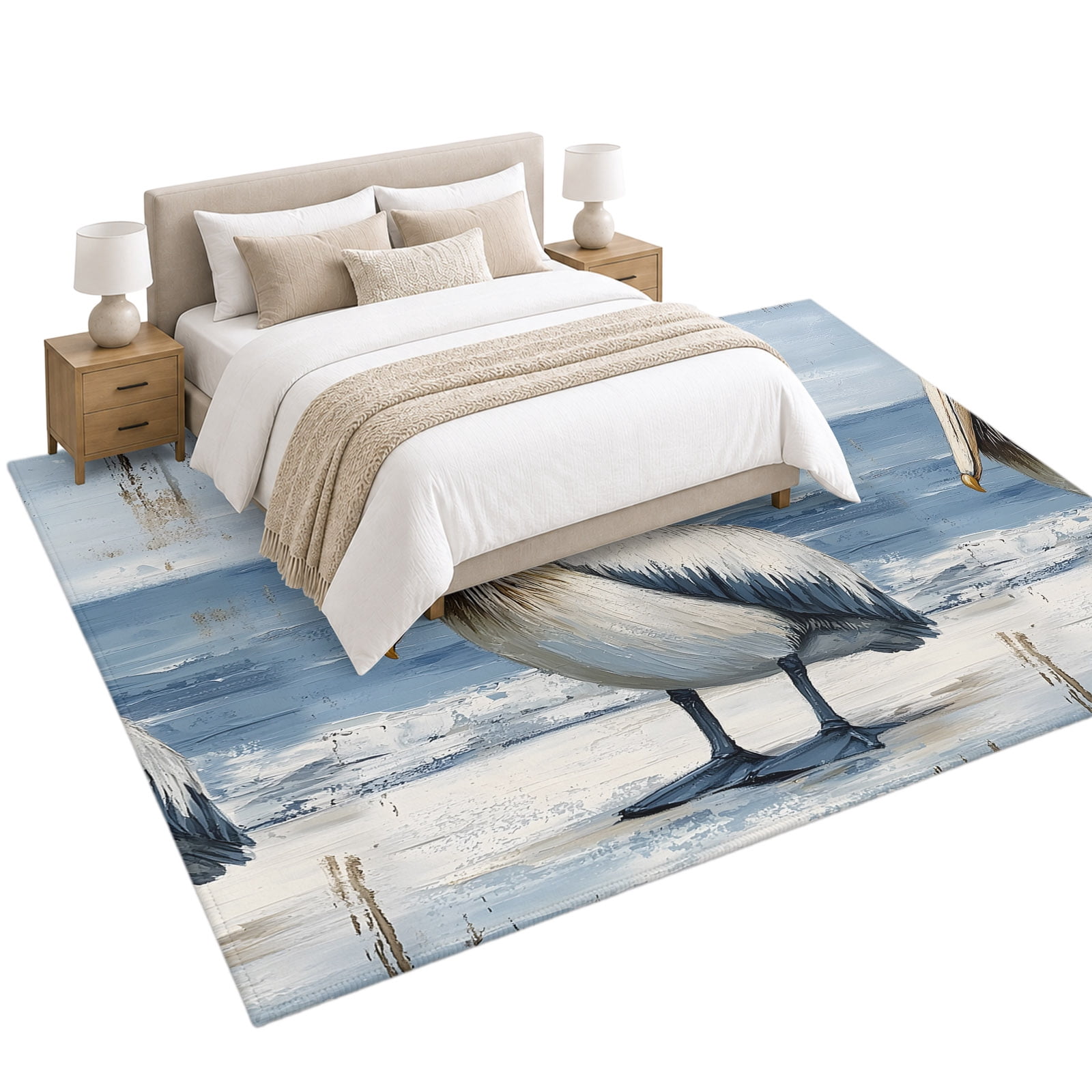 Pelican Area Rug 5'x7', Modern Vintage Soft Mat Non-Slip Silicone ...