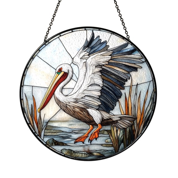 Pelican Bird Stained Glass Window Hanging Decorative