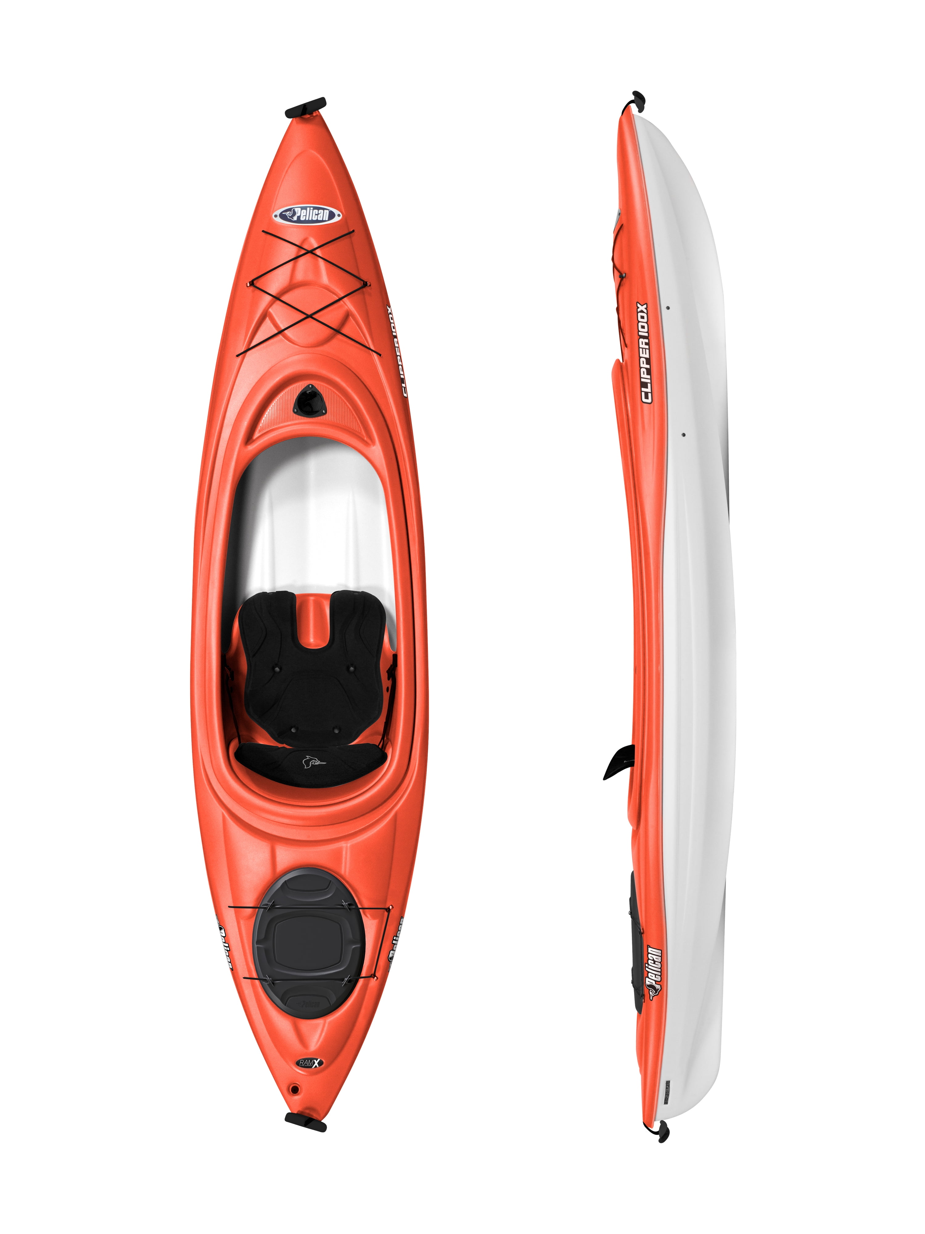 Pelican Clipper 100X 10ft Sit Inside Kayak, Tangerine/White 