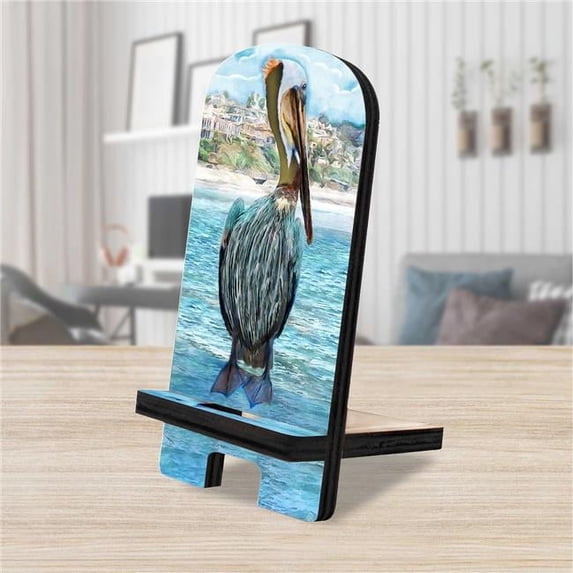 Pelican Coastal Cell Phone Stand | Wood Mobile Tablet Holder Charging Station Organizer - 892044