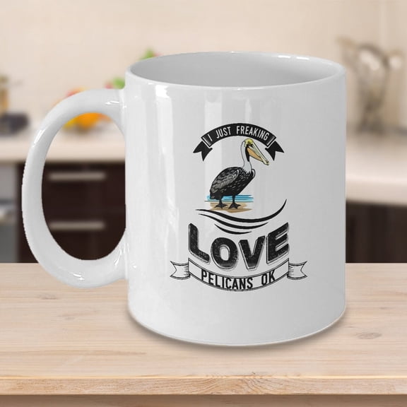 Pelican 11 oz Coffee Mug - Fun Pelican Design White Ceramic Gift