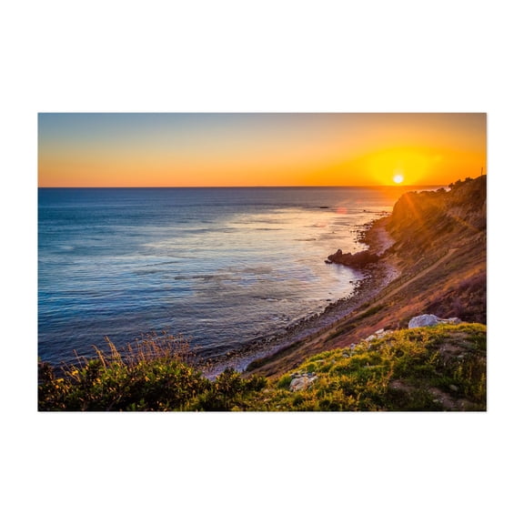 Pelican Cove Sunset - Los Angeles California Photography Sunset Coast Landscape Ocean Scenic Nature Beach Unframed Wall Art Print 20 x 28 inches
