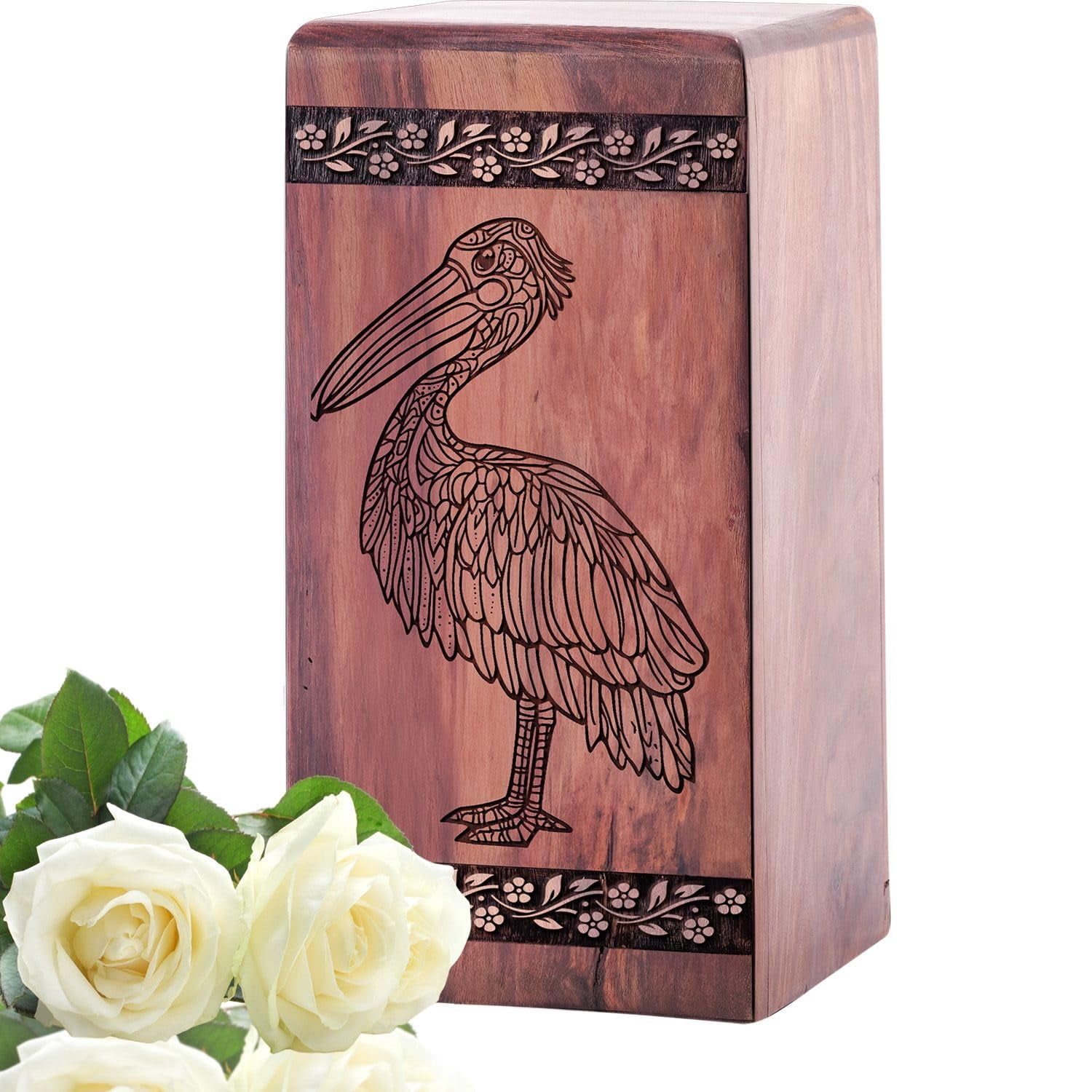 Pelican Cremation Urns for Human Ashes, Pet Ashes, Pelican Theme Funeral Memorial Urns, Wooden Decorative Urn Box Keepsake For Family - 11.25inch, Large Size - 1Pcs Pack