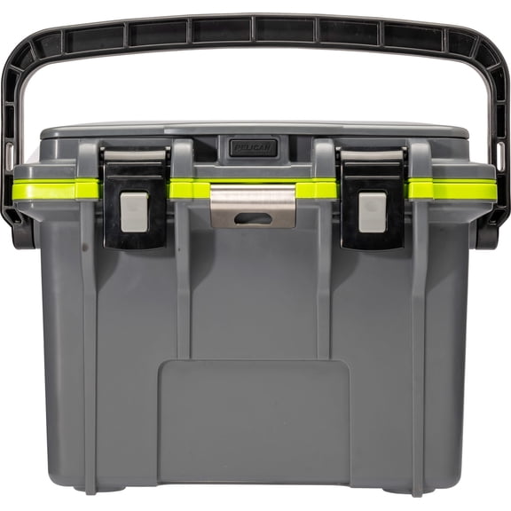 Pelican Elite 14 Qt Hard-Sided Cooler with Removable Tray Bottle Opener, Dark Gray with Evergreen