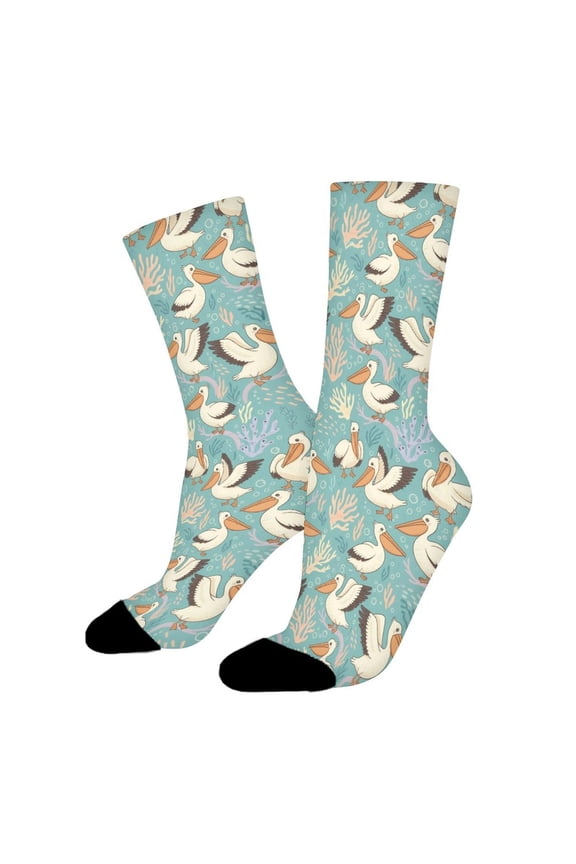 Pelican Flying Ocean Funny Novelty Crew Socks for Women Men Sports