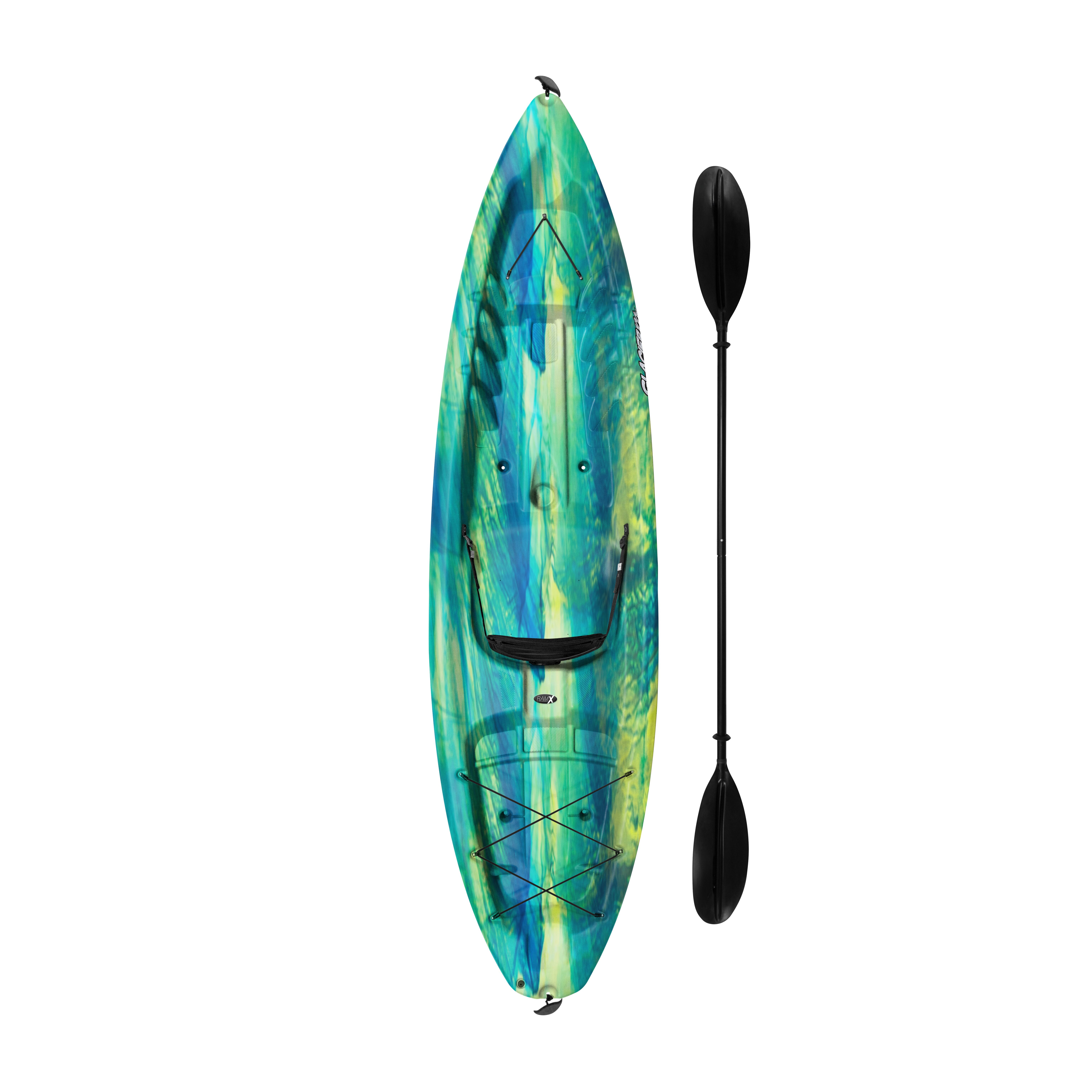 Pelican - Geyser 100X - Sit on Top Recreational Kayak with Paddle - 10 ft - Borealis/White