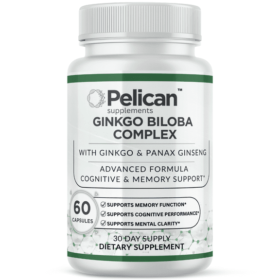 Pelican Ginkgo Biloba Complex  Advanced Cognitive Support Formula  60 Capsules