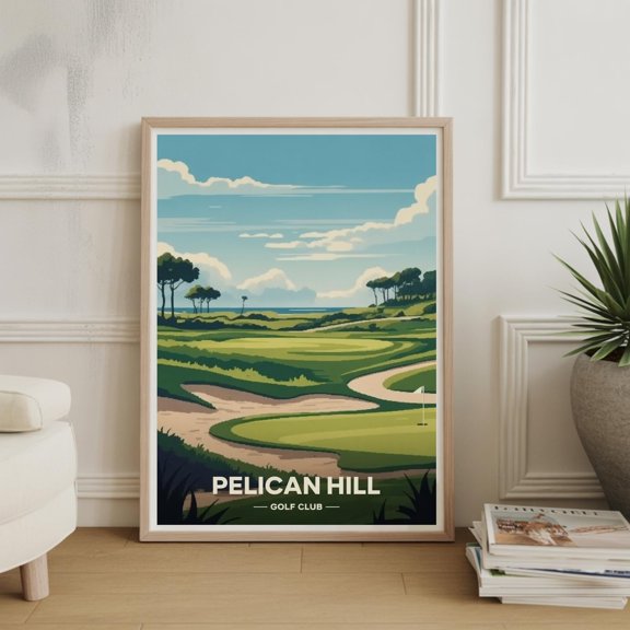Pelican Hill Golf Club Poster, Coastal California Golf Course Wall Art , Poster Print Only