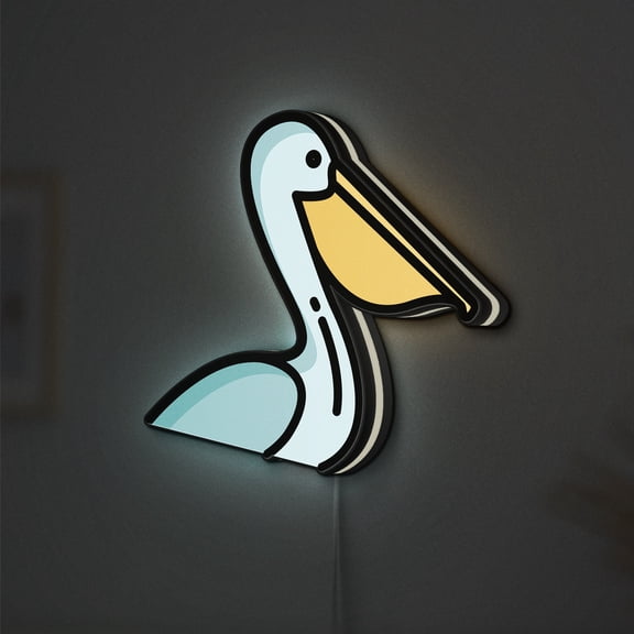 Pelican LED Lightbox - Bird Pet Wildlife Ornithology Decor, Custom Led Sign for Home Office Shop Decor (Height 12 inch, 30cm)