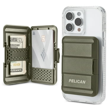 Pelican Protector MagSafe Wallet / Card Holder for iPhone 14 13 12 Pro Max - Detachable & Hard Phone Wallet - OD Green