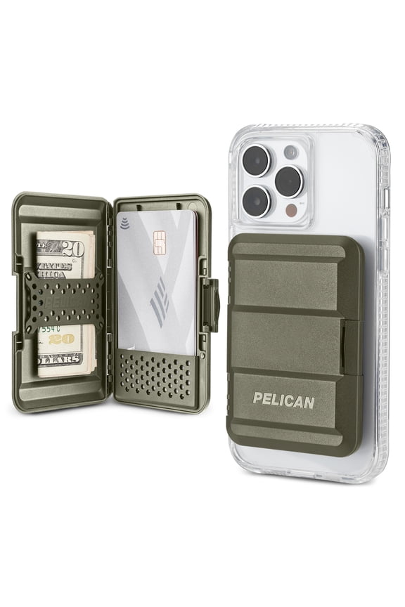 MagSafe Wallet for iPhone - Heavy Duty MIL-STD Snap-On Phone Magnetic Wallet and Phone Card Holder - Detachable and Slim Hard Case for iPhone 16 Pro Max /15 Pro Max/14/13/12 Series - OD Green